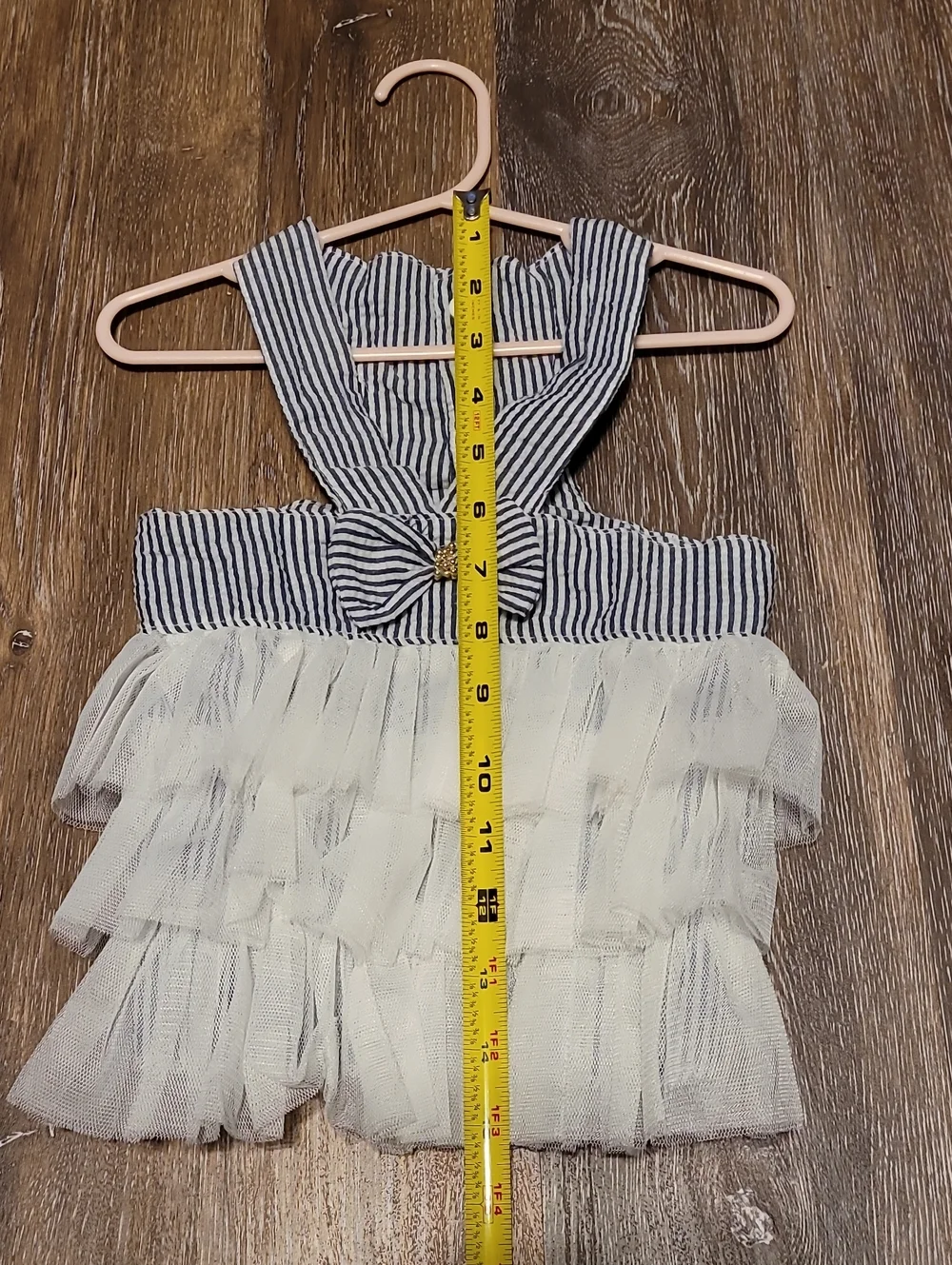 Doggie Dress White Ruffles Blue White Striped Seersucker NWOT